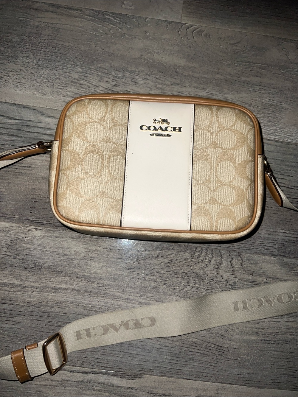Coach Canvas Crossbody Bag in Chalk and Tan
